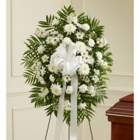Deepest Sympathies Standing Spray - White