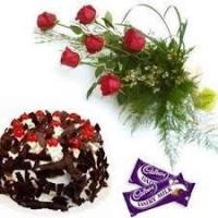 6 Roses .Cake & cadbury